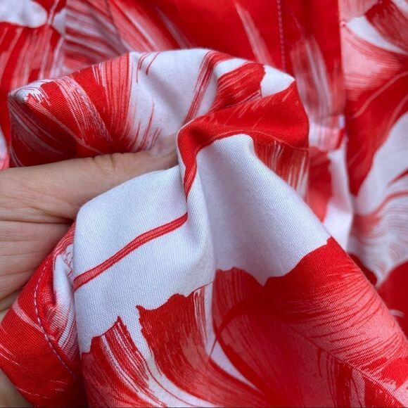 Armani Jeans White Red floral print cotton summer pants slim fit mid rise 26 - Picture 7 of 10